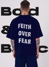 تصویر تیشرت باکس فیت طرح Feith over Fear 