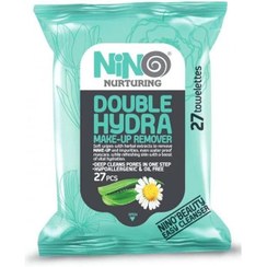 تصویر دستمال مرطوب پاک کننده آرایش پوست نینو 27 عددی - Double-hydra Nino Make-Up Remover