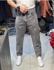 تصویر شلوار جین مام فیت مردانه رنگ طوسی Men's Maternity Jeans Gray Color 31 to 36 Turkish Fabric