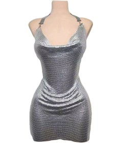 تصویر تونیک فانتزی زنانه همراه با شورت پارچه دیسکویی براق با کیفیت عالی کد M441 Women's disco dress