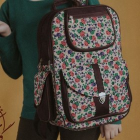 تصویر کوله پشتی گل گلی مدل یاس همراه با ست کیف آرایش (طرح 8) -گالری مشکات در باسلام 