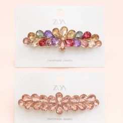 تصویر گلسر دستی نگین‌دار طرح گل – مدل چندرنگ و رزگلد 