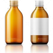 تصویر بطری شیشه ای دارویی 100 میلی لیتر با درب - با درب فلزی 28 میلی متری بدون رزوه 100 ml medicine Glassbottle