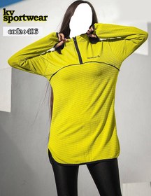 تصویر بلوز نیم زیپ فینگردار ورزشی زنانه Reebok کد 001 Reebok code 001 womens sports half zip blouse