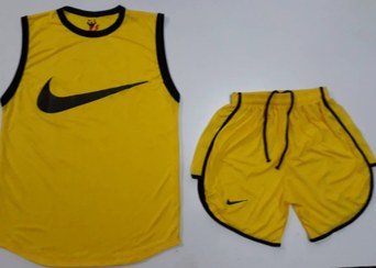 تصویر تاپ وشلوارک ورزشی مردانه زرد مدل نایک استین کتی - xxl 