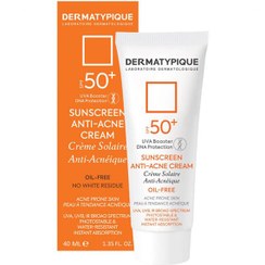 تصویر ضد آفتاب بی رنگ آنتی آکنه درماتیپیک مناسب پوست چرب و جوش دار SPF 50+ حجم 40 میلی لیتر 