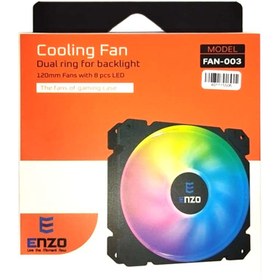 تصویر فن کیس انزو مدل 003 ENZO FAN-003 Gaming Dual Ring 8 color LED Case Fan