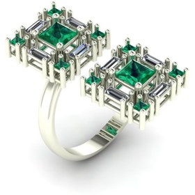 تصویر انگشتر نقره زمردی باگتی Rv1087 