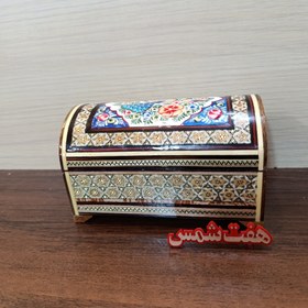 تصویر جعبه خاتم‌کاری _ صندوقچه سایز متوسط _ خاتمکاری _ صنایع دستی اصفهان 