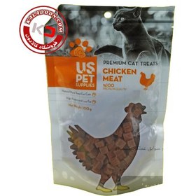 تصویر تشویقی مکعبی گربه یو اس پت با طعم مرغ US Pet Chicken Meat وزن 100 گرم 