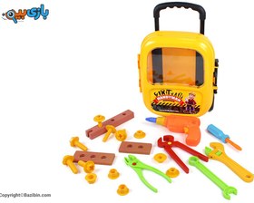 تصویر ست اسباب بازی ابزار نجاری مدل چمدانی چرخ دار - زرد 