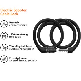 تصویر قفل اسکوتر شيائومی مدل Xiaomi Electric Scooter Cable Lock Xiaomi Electric Scooter Cable Lock