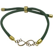 تصویر دستبند سبز با پلاک طلا طرح بی نهایت و پروانه مدل BSG34 