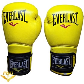 تصویر دستکش بوکس چرم اورلست EVERLAST حرفه‌ای آتل‌دار 12 اونس 