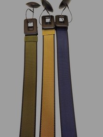 تصویر کمربند برزنتی ۲ رو - مشکی-موکا 