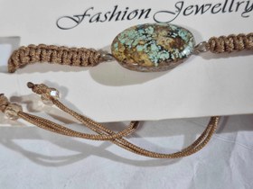 تصویر دستبند فیروزه مکرومه بافی آسانسوری کد ۸۵۲ 