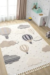 تصویر کرم نرم و نرم بادکنک بافته شده فرش بافته شده اتاق کودک اتاق کودکان Krem Yumuşak Bukleli Balonlu Bulutlu Dokuma Halı Bebek Odası Çocuk Odası Genç Odası Halısı 16