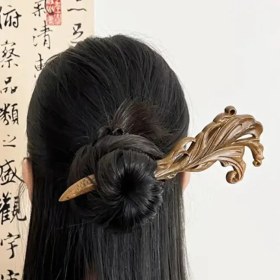 تصویر کانزاشی چوبی طرح برگ و ماهی 