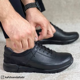 تصویر کفش طبی مردانه چرم طبیعی صم صام مدل مدونا بندی Samsam shoes men leathers tabriz