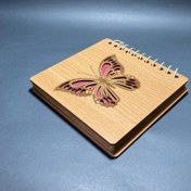 تصویر دفترچه چوبی طرح پروانه 