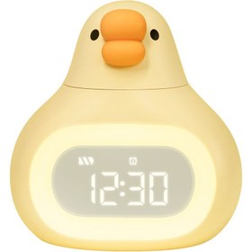 تصویر چراغ خواب و ساعت زنگ‌ دار دیجیتالی رومیزی شارژی مدل c18 Bedside lamp and rechargeable digital alarm clock model c18