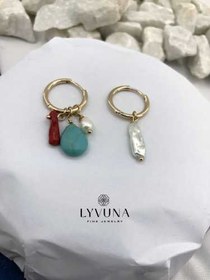 تصویر گوشواره گرد با آویز سنگی 