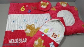 تصویر سرویس خواب مخمل نوزادی ۴ تیکه مدل خرس بادی 