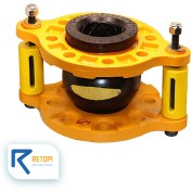 تصویر لرزه گیر لاستیکی فلنجدار مهاردار بلادری پلاس زرد ارتعاشات صنعتی 