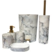 تصویر ست سرویس بهداشتی لیمون طرح ماربل ۶ پارچه 