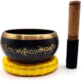 تصویر کاسه تبتی مشکی طلایی 12cm 