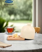 تصویر کره خوری گلس کالر با زیره چوبی کرم ریور کد 3921C 