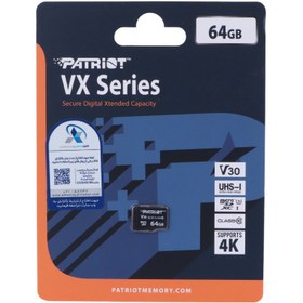 تصویر رم میکرو 64 گیگ پاتریوت Patriot VX Series V30 U3 C10 90MB/s PATRIOT VX SERIES V30 U3 C10 90MB/S 64GB MICRO SD MEMORY CARD