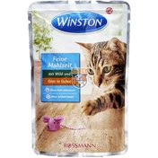 تصویر پوچ گربه وینستون طعم گوشت شکاری و اردک 100 گرم (بسته بندی جدید) Winston Pouch With Mit Wild Und Ente In Gelee 100g