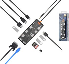 تصویر هاب تایپ سی 12 پورت ویوو WiWU New Cyber 12-in-1 Type C Hub Docking Stattion CB012 WiWU New Cyber 12-in-1 Type C Hub Docking Stattion CB012