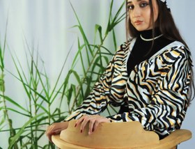 تصویر شومیز ساتن ابریشم با طرح ببری از کالکشن ببر هیرکانی صنوبر 