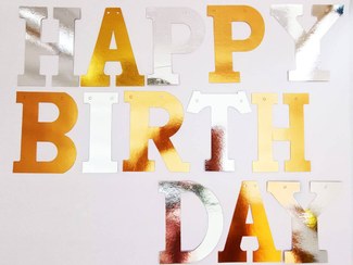 تصویر ریسه تولدت مبارک لیزری نقره‌ای طلایی 