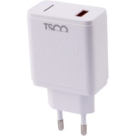 تصویر شارژر دیواری فست شارژ TSCO TTC 64 QC3 PD 3A 18W + کابل تایپ سی TSCO TTC 64 QC3 PD 3A 18W Travel Adapter With Type-C Cable