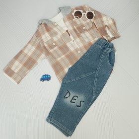 تصویر ست سه تیکه پسرانه طرح چهارخونه 