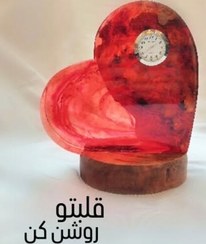 تصویر چراغ خواب دکوری طرح قلب ، روشنایی با پاور ، ساعت دار 