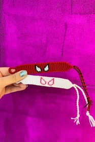 تصویر دستبند اسپایدرمن زمینه مشکی سفید قرمز 