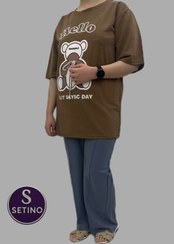 تصویر تیشرت زنانه لانگ خرس بندی اسپان 