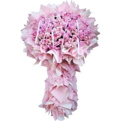 تصویر دسته گل رز صورتی حجیم 