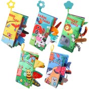 تصویر کتاب پارچه ای دم دار کودک دارای سوت و دندانگیر 