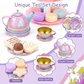 تصویر ست ظروف خاله بازی فلزی چای خوری و استند کیک پونی BUTIQUE TEA SET TOY ITEM NO _ 86/5C