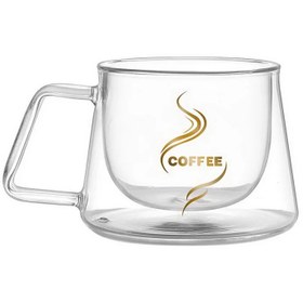 تصویر ماگ پیرکس دوجداره طرح کافی کد 4813 Double-walled pyrex mug coffee design