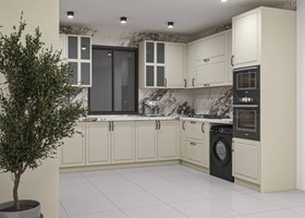 تصویر کابینت آشپزخانه مدرن مدل K50 پلی اورتان طرح چوب 