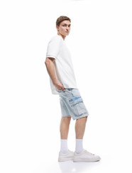 تصویر شورت و شلوارک مردانه آبی کوتون | 5SAM40127ND اورجینال 