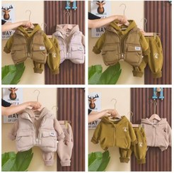 تصویر سه تیکه سوییشرت و شلوار با پافر 