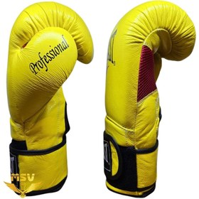 تصویر دستکش بوکس چرم اورلست EVERLAST حرفه‌ای آتل‌دار 12 اونس 