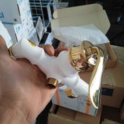 تصویر ست کامل شیرآلات اهرمی آیدا مدل بامبو رنگ سفید طلایی 